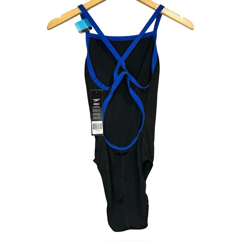 Speedo Endurance Black and Blue Training Suit III One Piece Swimwear